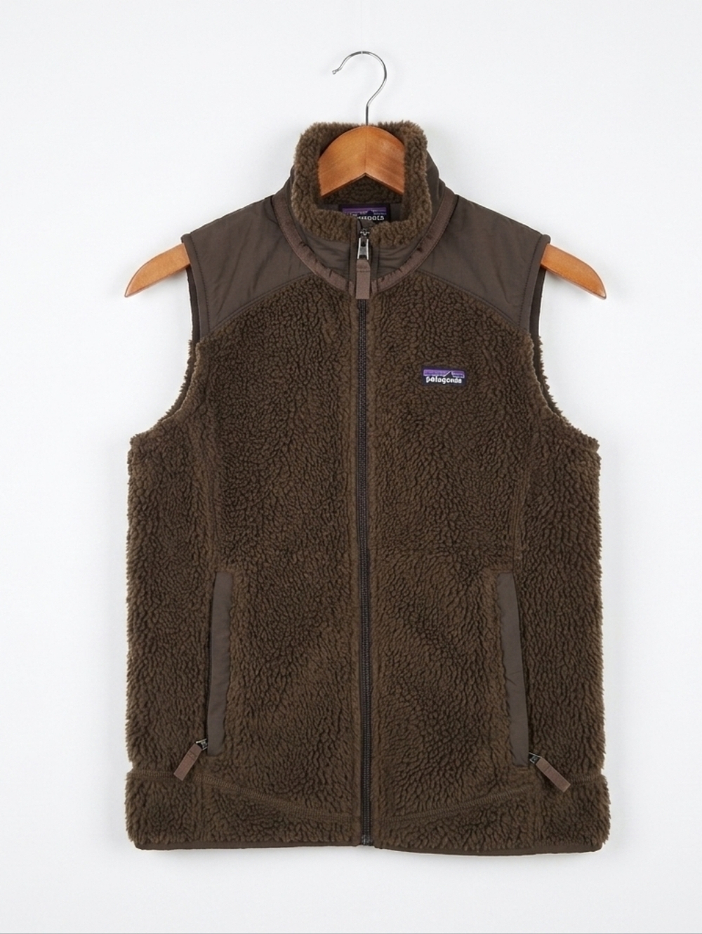 Patagonia Retro Pile Fleece Vest Women’s Brown Sherpa Full Zip Jacket Deep Sz S